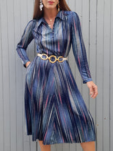 Charger l'image dans la galerie, Robe vintage Laure - Rayée et mouchetée. Taille S, 36, 38. Made in France.