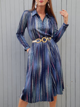 Charger l'image dans la galerie, Robe vintage Laure - Rayée et mouchetée. Taille S, 36, 38. Made in France.