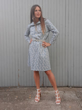 Charger l'image dans la galerie, Robe vintage Isabelle - Tissu texturé imprimé feuillage. Taille L, 40, 42. Trévira 2000.