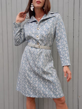 Charger l'image dans la galerie, Robe vintage Isabelle - Tissu texturé imprimé feuillage. Taille L, 40, 42. Trévira 2000.