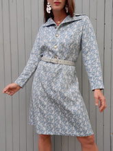 Charger l'image dans la galerie, Robe vintage Isabelle - Tissu texturé imprimé feuillage. Taille L, 40, 42. Trévira 2000.