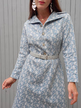 Charger l'image dans la galerie, Robe vintage Isabelle - Tissu texturé imprimé feuillage. Taille L, 40, 42. Trévira 2000.