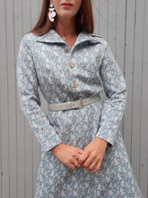 Charger l'image dans la galerie, Robe vintage Isabelle - Tissu texturé imprimé feuillage. Taille L, 40, 42. Trévira 2000.