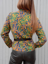 Charger l'image dans la galerie, Chemisier vintage Maureen - Imprimé zébré sauvage. Taille M, 38, 40. Gévana. Made in France.