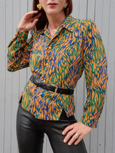 Charger l'image dans la galerie, Chemisier vintage Maureen - Imprimé zébré sauvage. Taille M, 38, 40. Gévana. Made in France.