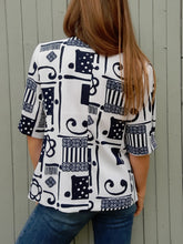 Charger l'image dans la galerie, Blazer vintage Eloïse - Bleu marine & blanc. Taille L, 40, 42. Claude Bauer