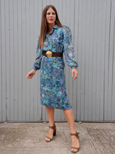 Charger l'image dans la galerie, Ensemble vintage Jenny - Blouse et jupe motif cachemire vert & bleu pétrole. Taille M, 38, 40. Markwald
