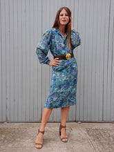 Charger l'image dans la galerie, Ensemble vintage Jenny - Blouse et jupe motif cachemire vert & bleu pétrole. Taille M, 38, 40. Markwald