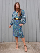 Charger l'image dans la galerie, Ensemble vintage Jenny - Blouse et jupe motif cachemire vert & bleu pétrole. Taille M, 38, 40. Markwald