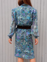 Charger l'image dans la galerie, Ensemble vintage Jenny - Blouse et jupe motif cachemire vert & bleu pétrole. Taille M, 38, 40. Markwald