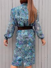 Charger l'image dans la galerie, Ensemble vintage Jenny - Blouse et jupe motif cachemire vert & bleu pétrole. Taille M, 38, 40. Markwald