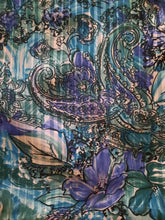 Charger l'image dans la galerie, Ensemble vintage Jenny - Blouse et jupe motif cachemire vert & bleu pétrole. Taille M, 38, 40. Markwald