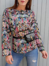Charger l'image dans la galerie, Veste vintage Lucile - En Jacquard fleuri. Taille L, 40, 42. Nathalie Andersen. Made in France