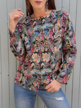 Charger l'image dans la galerie, Veste vintage Lucile - En Jacquard fleuri. Taille L, 40, 42. Nathalie Andersen. Made in France