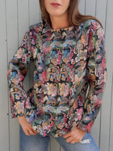 Charger l'image dans la galerie, Veste vintage Lucile - En Jacquard fleuri. Taille L, 40, 42. Nathalie Andersen. Made in France