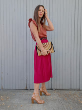 Charger l'image dans la galerie, Jupe plissée vintage Ariane - Rose Fuchsia. Taille 5XL, 50, 52. Chou Rose Paris. Made in France.