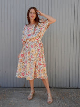 Charger l'image dans la galerie, Robe vintage Charlène - Imprimé fleuri naturel. Taille XXXXL, 48, 50. Carole Vermier. Made in France.