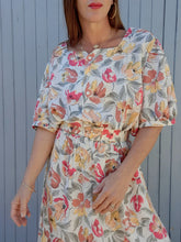 Charger l'image dans la galerie, Robe vintage Charlène - Imprimé fleuri naturel. Taille XXXXL, 48, 50. Carole Vermier. Made in France.
