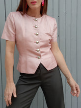 Charger l'image dans la galerie, Blazer vintage Camille - Damier rose et argenté. Taille S, 36, 38. Yves Saint Laurent Variation. Made in France