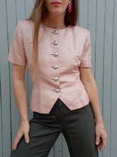 Charger l'image dans la galerie, Blazer vintage Camille - Damier rose et argenté. Taille S, 36, 38. Yves Saint Laurent Variation. Made in France