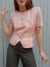 Charger l'image dans la galerie, Blazer vintage Camille - Damier rose et argenté. Taille S, 36, 38. Yves Saint Laurent Variation. Made in France