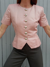 Charger l'image dans la galerie, Blazer vintage Camille - Damier rose et argenté. Taille S, 36, 38. Yves Saint Laurent Variation. Made in France