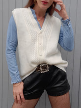 Charger l'image dans la galerie, Gilet sans manches vintage Martha - Décolleté en V torsadé. Taille L, 40, 42. Courtelle.