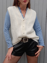 Charger l'image dans la galerie, Gilet sans manches vintage Martha - Décolleté en V torsadé. Taille L, 40, 42. Courtelle.