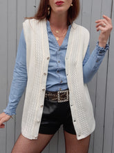 Charger l'image dans la galerie, Gilet sans manches vintage Martha - Décolleté en V torsadé. Taille L, 40, 42. Courtelle.