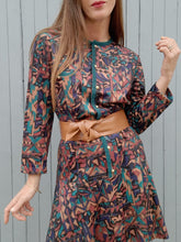 Charger l'image dans la galerie, Robe vintage Marie - Taille basse. Imprimé géométrique. Taille M, 38, 40. Marcelle Griffon.