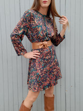 Charger l'image dans la galerie, Robe vintage Marie - Taille basse. Imprimé géométrique. Taille M, 38, 40. Marcelle Griffon.