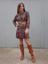 Charger l'image dans la galerie, Robe vintage Marie - Taille basse. Imprimé géométrique. Taille M, 38, 40. Marcelle Griffon.