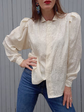 Charger l'image dans la galerie, Chemisier vintage Lorraine - Irisé fleuri ton sur ton. Taille M, 38, 40.