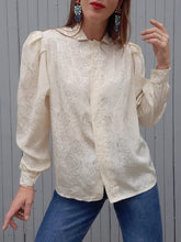 Charger l'image dans la galerie, Chemisier vintage Lorraine - Irisé fleuri ton sur ton. Taille M, 38, 40.