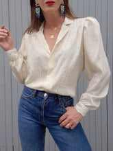Charger l'image dans la galerie, Chemisier vintage Lorraine - Irisé fleuri ton sur ton. Taille M, 38, 40.