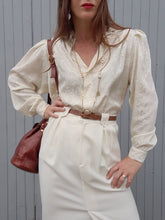 Charger l'image dans la galerie, Chemisier vintage Lorraine - Irisé fleuri ton sur ton. Taille M, 38, 40.