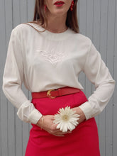 Charger l'image dans la galerie, Blouse vintage Chantal - Broderie fantaisie. Taille M, 38, 40. Franck Fils Paris. Made in France.