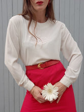 Charger l'image dans la galerie, Blouse vintage Chantal - Broderie fantaisie. Taille M, 38, 40. Franck Fils Paris. Made in France.