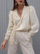 Charger l'image dans la galerie, Chemisier vintage Lorraine - Irisé fleuri ton sur ton. Taille M, 38, 40.