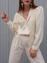 Charger l'image dans la galerie, Chemisier vintage Lorraine - Irisé fleuri ton sur ton. Taille M, 38, 40.