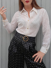 Charger l'image dans la galerie, Chemisier vintage Melissa - Guipure blanc. Taille S, 36, 38.