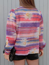 Charger l'image dans la galerie, Chemisier vintage Léna - Col Lavallière. Rayé et fleuri. Taille M, 38, 40. Pierre Cardin. Made in France.