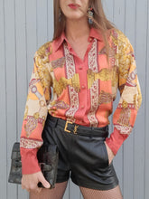 Charger l'image dans la galerie, Chemisier vintage Margaux - Imprimé foulard en Soie. Taille M, 38, 40. Renato Nucci. Made in France.