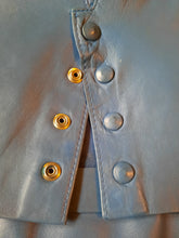 Charger l'image dans la galerie, Jupe vintage Charline - Cuir bleu à empiècement surpiqué. Taille M, 38, 40.