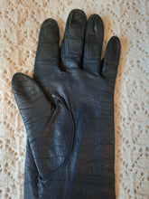 Charger l'image dans la galerie, Gants longs vintage Emma - Cuir de chevreau noir et soie. Taille 6,5. Made in France.