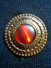 Charger l'image dans la galerie, Cardigan vintage Ingrid - A volutes et rayures. Rouge, fuchsia et noire. Taille L, 40, 42. Yves Saint Laurent Variations