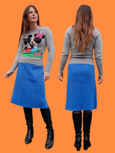 Charger l'image dans la galerie, Jupe vintage Margot - Maille effet plissé bleu azur. Taille M, 38, 40.