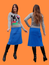 Charger l'image dans la galerie, Jupe vintage Margot - Maille effet plissé bleu azur. Taille M, 38, 40.