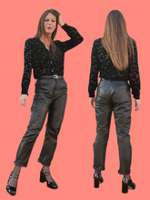 Charger l'image dans la galerie, Pantalon vintage Martha - En cuir noir, coupe droite. Taille M, 38, 40. Cuir Nappa