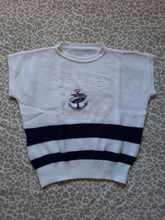 Charger l'image dans la galerie, Pull d'été vintage Claudia - Marinières à manches courtes. Taille M, 38, 40. Grand Marine.